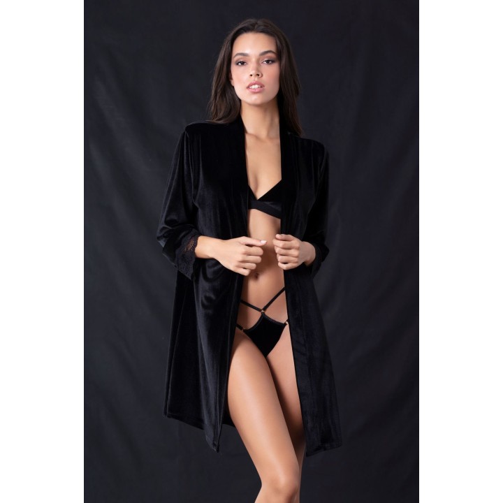 Γυναικεία Ρόμπα Βελούδο - Μαύρο