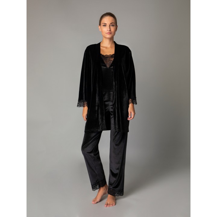 Γυναικεία Ρόμπα Βελούδο - Μαύρο