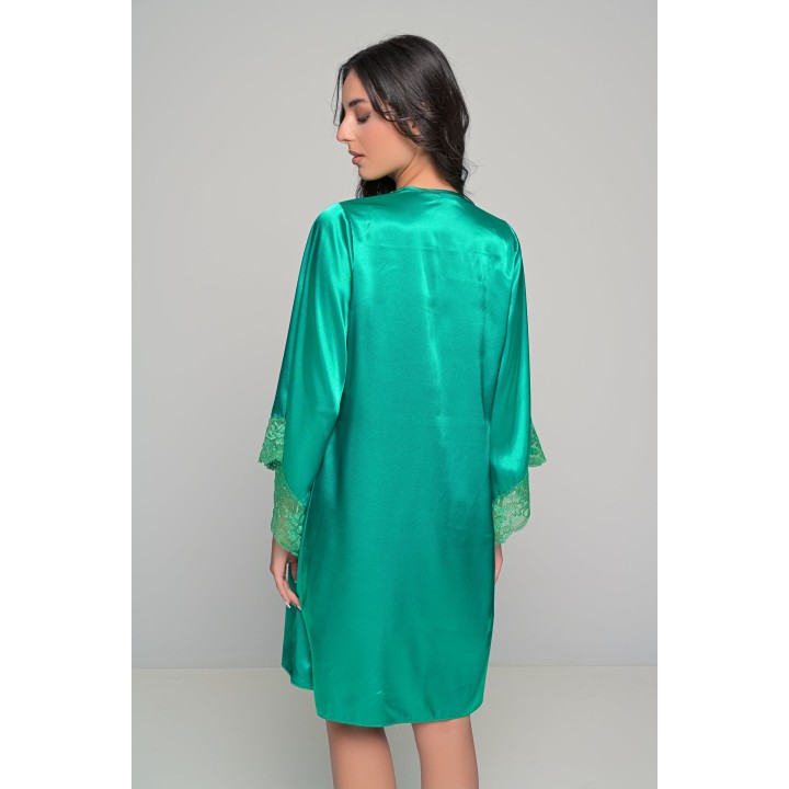 Ρόμπα Σατέν με Δαντέλα - Πράσινο