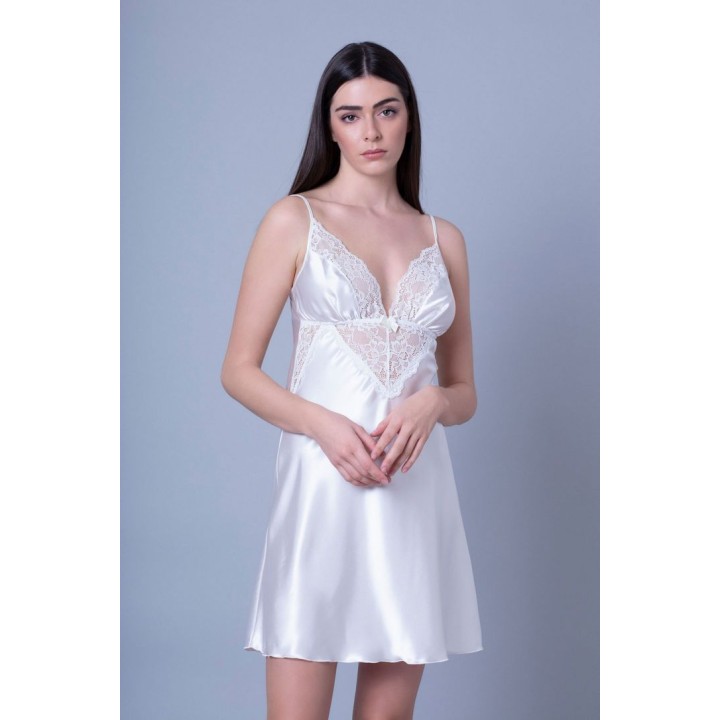 Νυφικό Σετ Σατέν Νυχτικό και Ρόμπα - Ιβουάρ