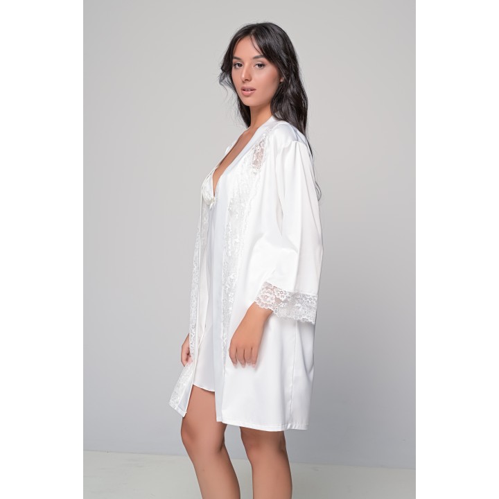 Νυφικό Σατέν Σετ Νυχτικό και Ρόμπα - Ιβουάρ