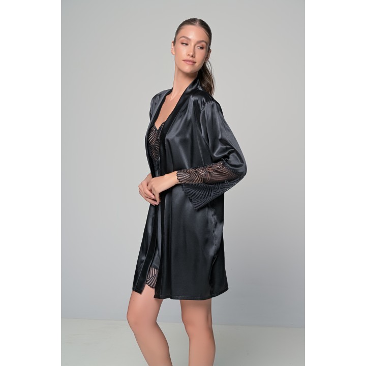 Σατέν Ρόμπα-Μαύρο