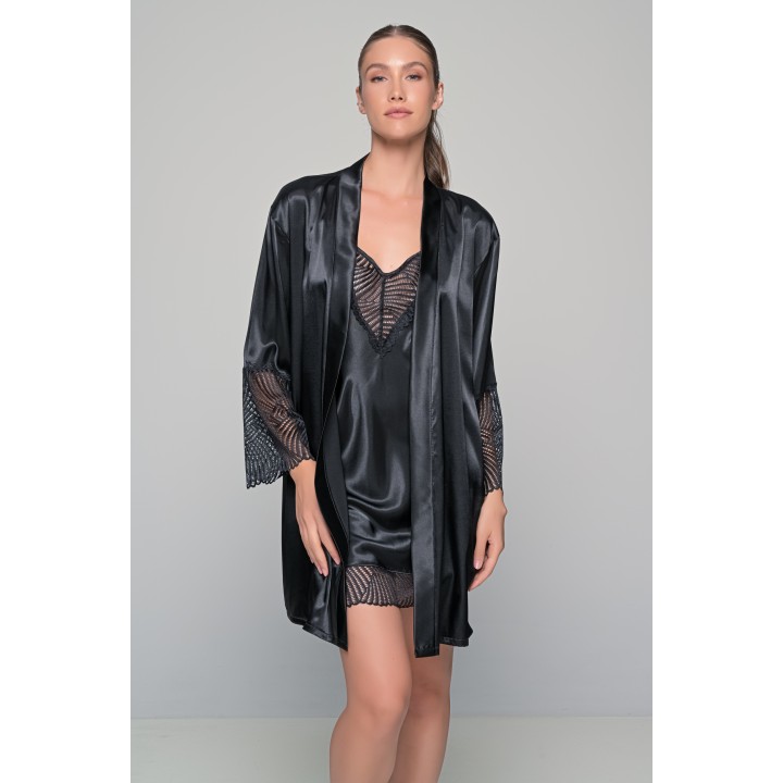 Σατέν Ρόμπα-Μαύρο