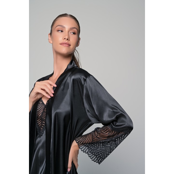 Σατέν Ρόμπα-Μαύρο