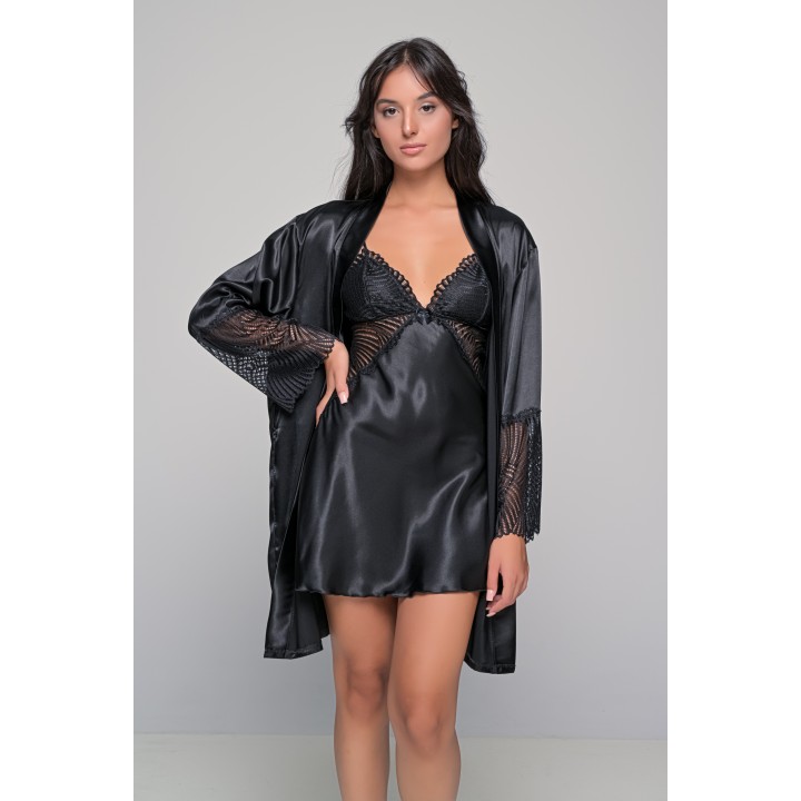 Σατέν Ρόμπα-Μαύρο
