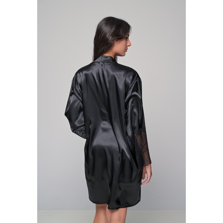 Σατέν Ρόμπα-Μαύρο