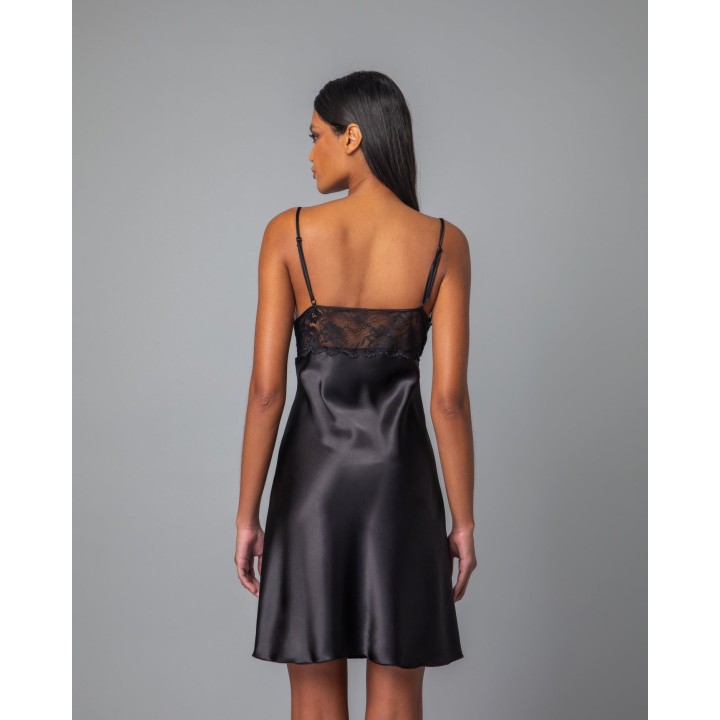 Νυχτικό Σατέν - Μαύρο