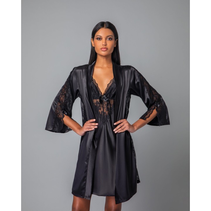 Νυχτικό Σατέν - Μαύρο