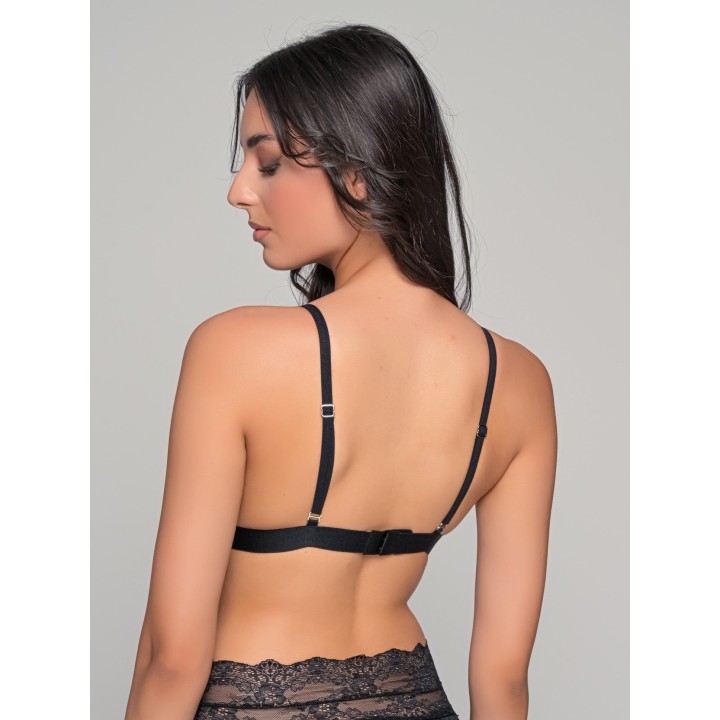 Σουτιέν Τριγωνάκι Δαντέλα & Τούλι - Μαύρο