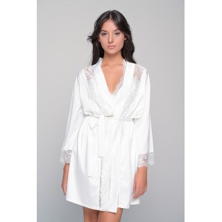 Νυφική Σατέν Ρόμπα με Δαντέλα - Ιβουάρ