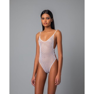 Σέξι Διχτυωτό Κορμάκι - Λευκό