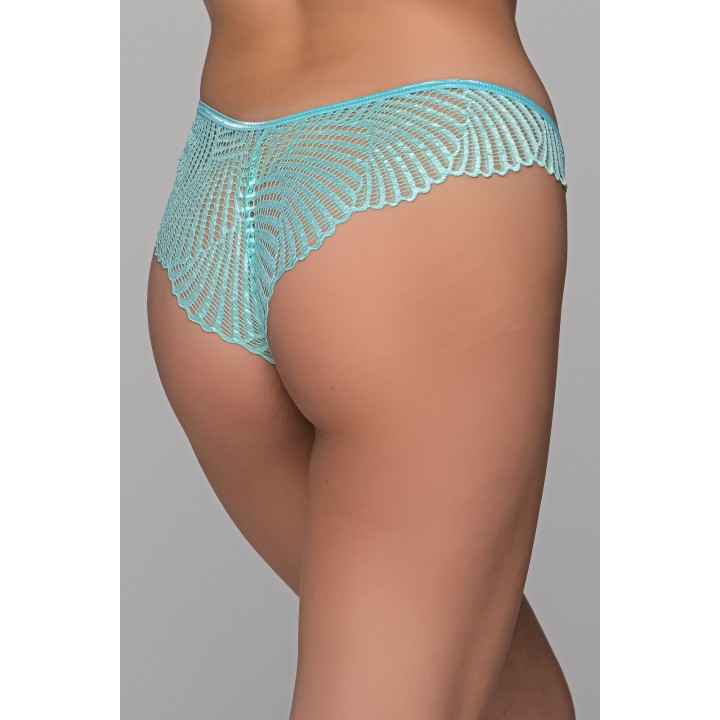Σατέν Brazilian Slip με Δαντέλα – Aqua