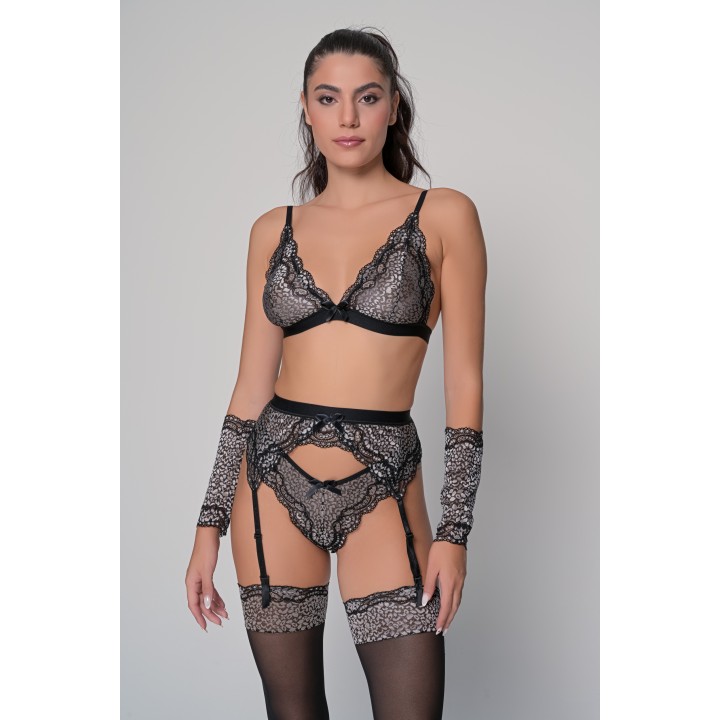 Σετ Εσωρούχων με Ζαρτιέρα και Κάλτσες ΔΩΡΟ τα Περικάρπια - Ασημί