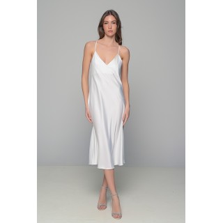 Μάξι Νυφικό Σατέν Φόρεμα Σετ με String - Ιβουάρ