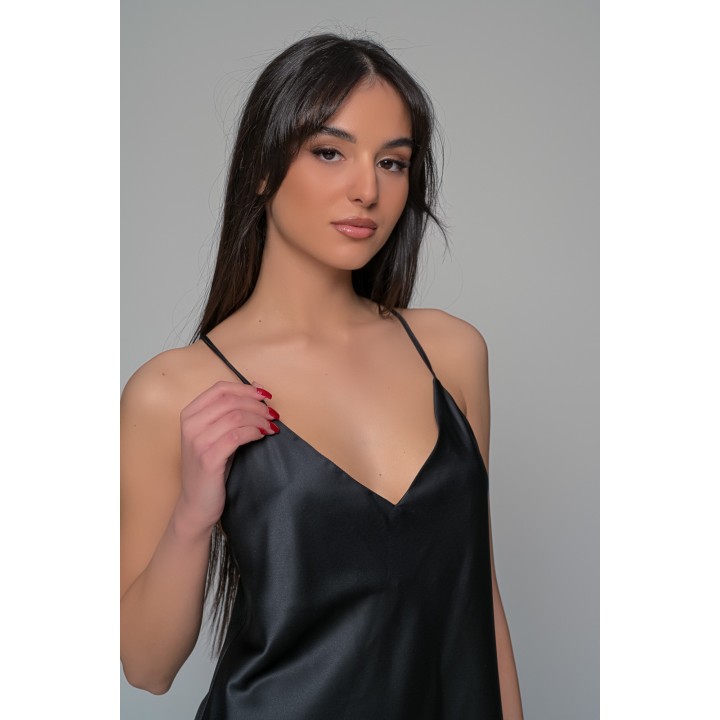 Σατεν Babydoll με Σορτς - Μαύρο