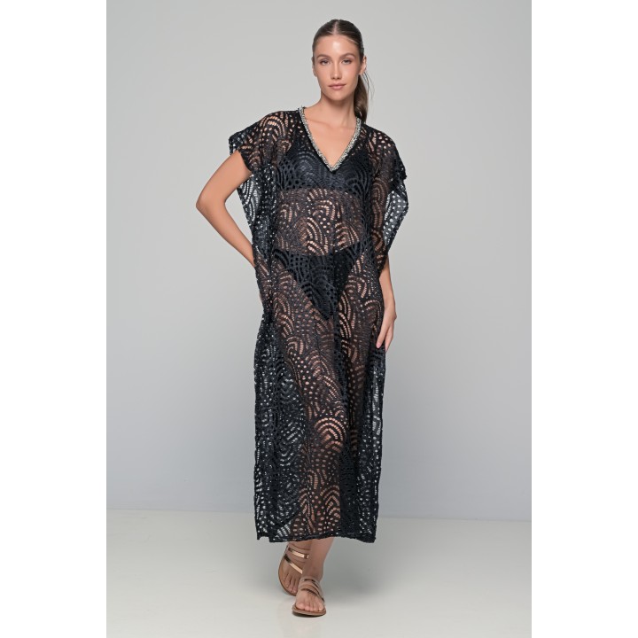 Μάξι Καφτάνι Παραλίας - Μαύρο