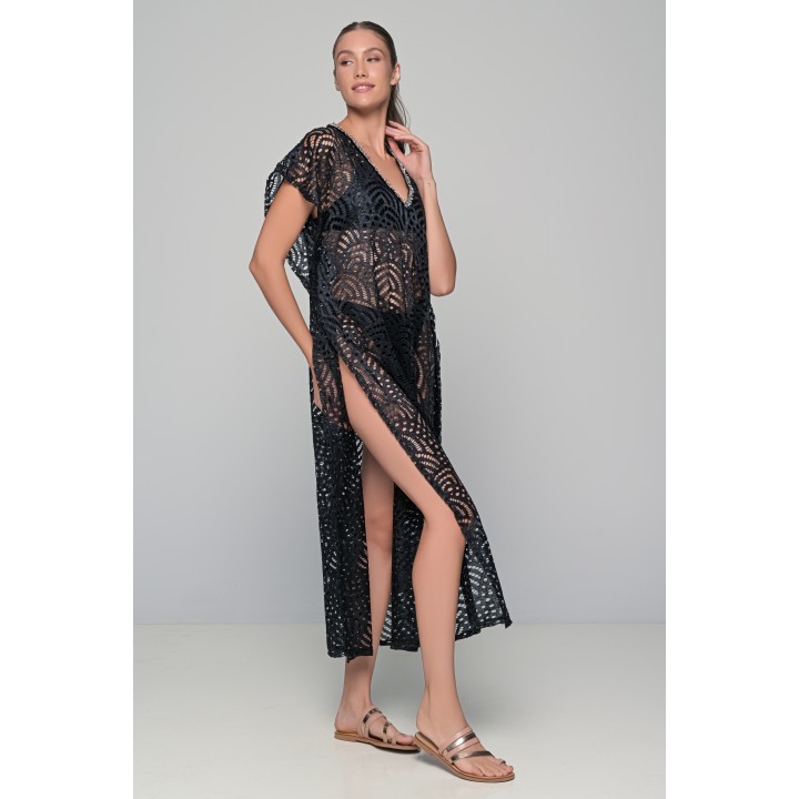 Μάξι Καφτάνι Παραλίας - Μαύρο