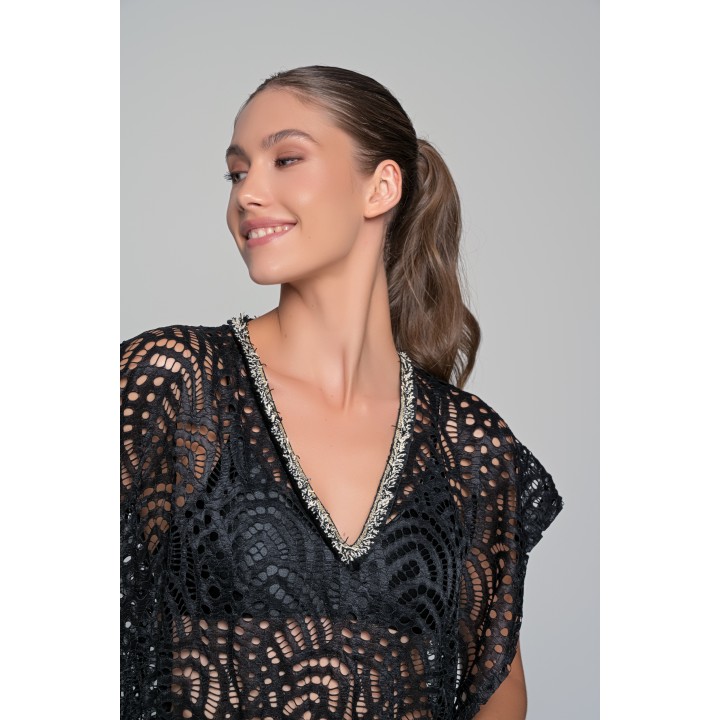 Μάξι Καφτάνι Παραλίας - Μαύρο