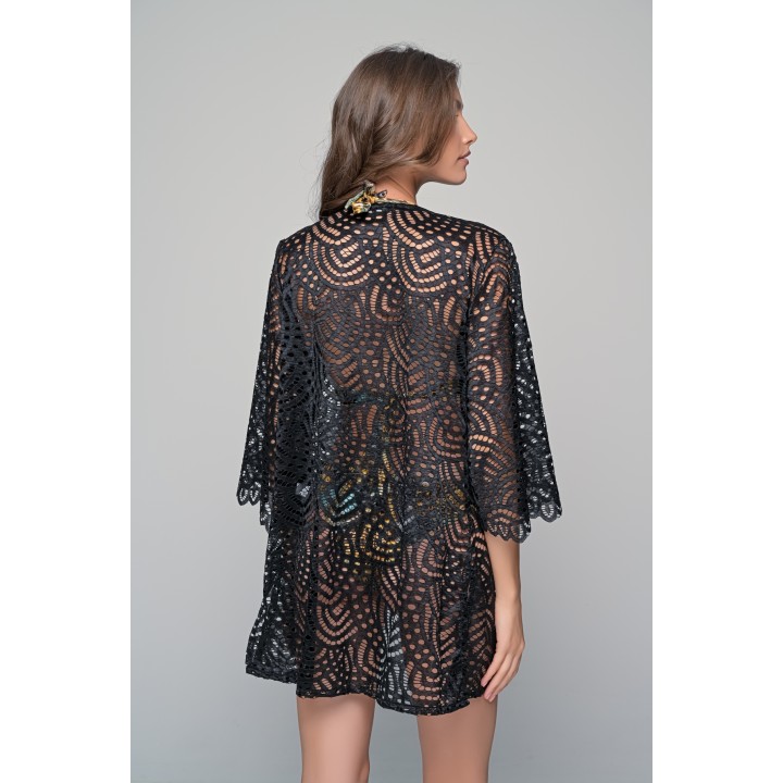 Μακρυμάνικη Ζακέτα Δαντέλα - Μαύρο