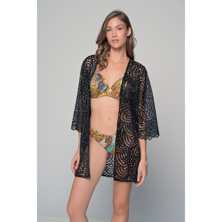 Μακρυμάνικη Ζακέτα Δαντέλα - Μαύρο