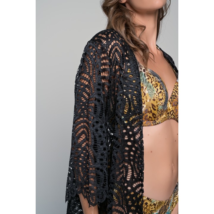 Μακρυμάνικη Ζακέτα Δαντέλα - Μαύρο