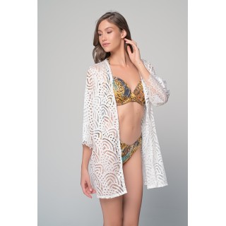 Μακρυμάνικη Ζακέτα Δαντέλα - Λευκό