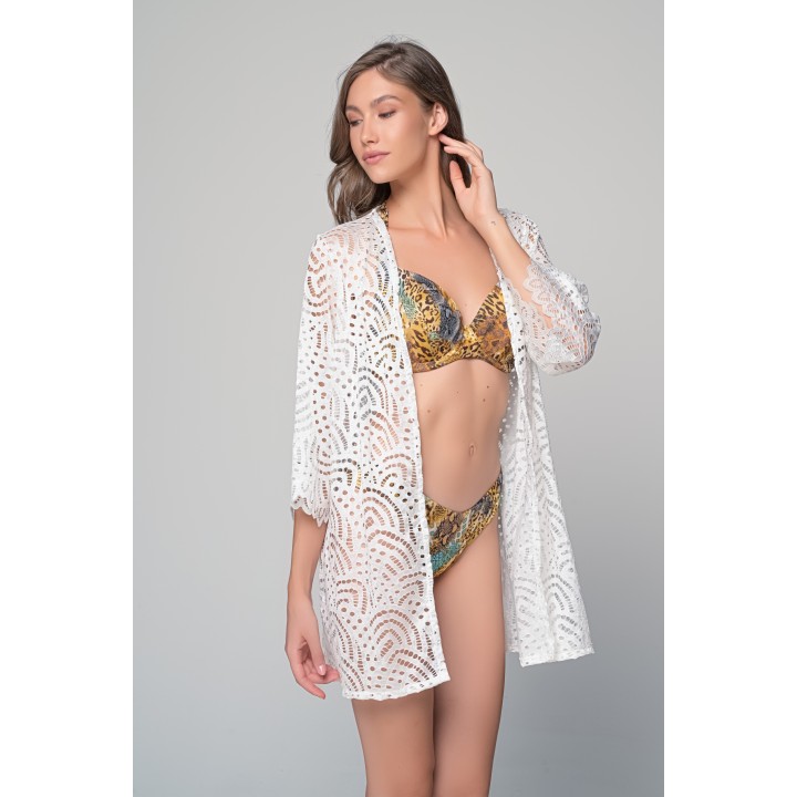 Μακρυμάνικη Ζακέτα Δαντέλα - Λευκό