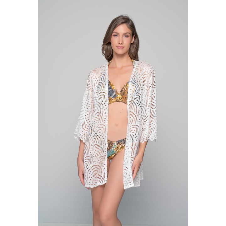 Μακρυμάνικη Ζακέτα Δαντέλα - Λευκό