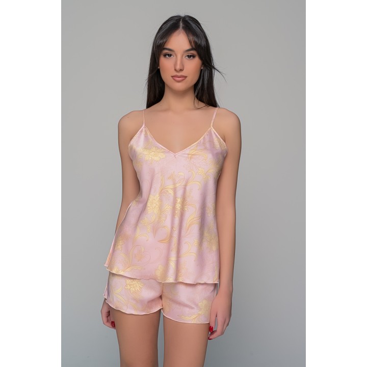 Σατέν Φλοράλ Babydoll - Ροζ