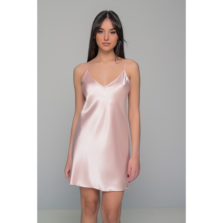 Σατέν Νυχτικό με String - Ροζ