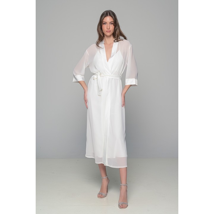 Μάξι Νυφική Ρόμπα Μουσελίνα - Ιβουάρ