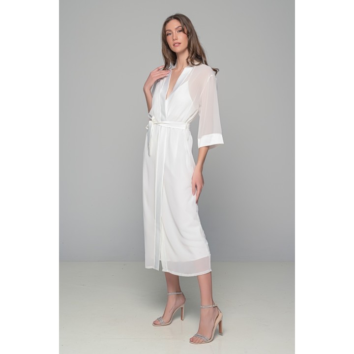 Μάξι Νυφική Ρόμπα Μουσελίνα - Ιβουάρ