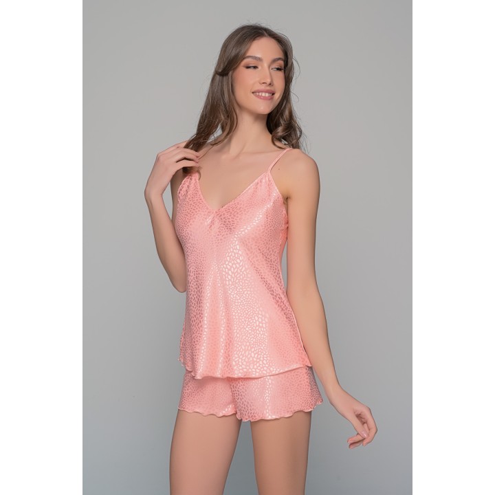 Babydoll με Σορτς Σατεν Ζακάρ - Ροζ