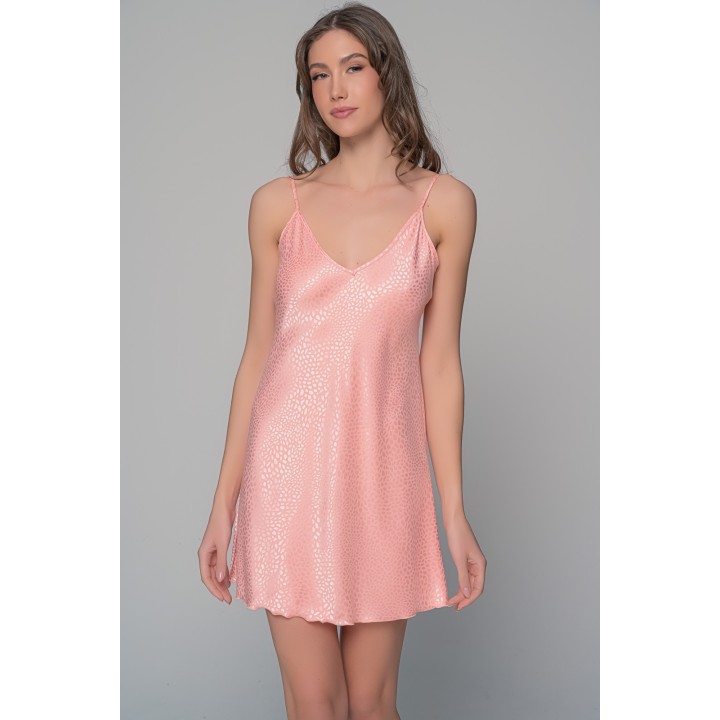 Νυχτικάκι Σατέν Ζακάρ + String - Ροζ