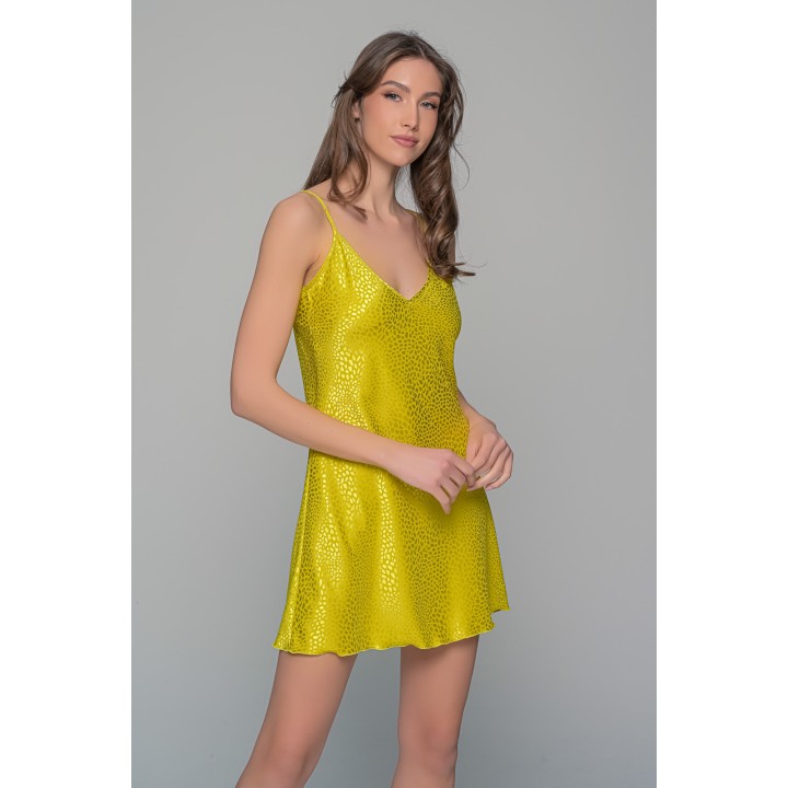 Νυχτικάκι Σατέν Ζακάρ + String - Lemon