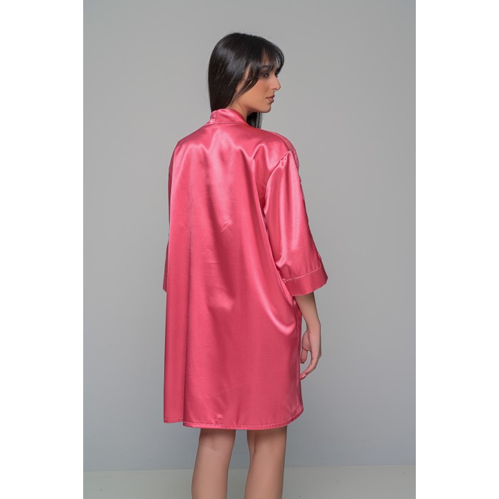 Σατέν Ρόμπα με Δαντέλα - Καρπουζί