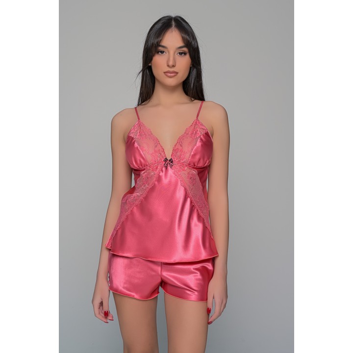 Σατεν Babydoll με Σορτς - Καρπουζί