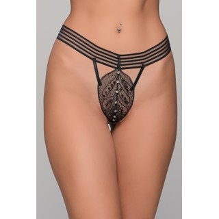 G-string με Πέρλες -Μαύρο