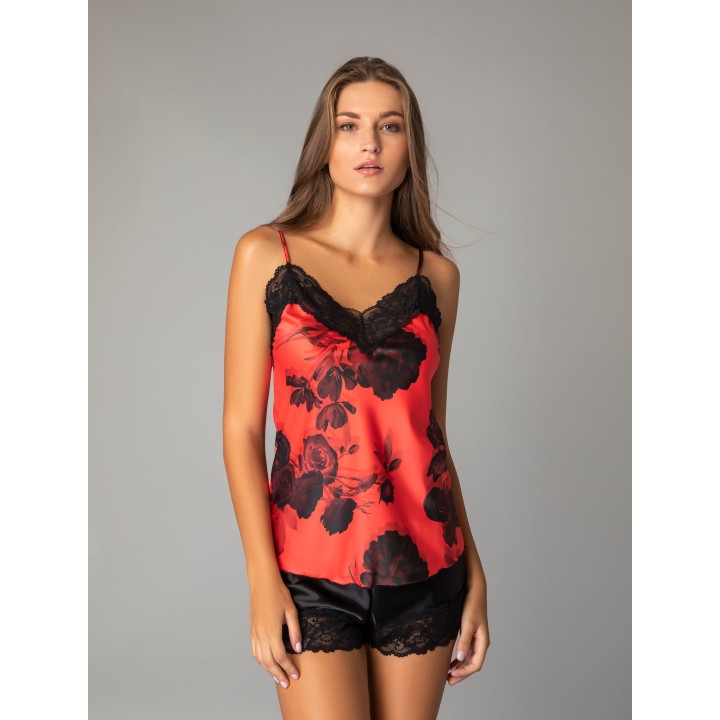 Σατέν Babydoll με Δαντέλα - Φλοράλ