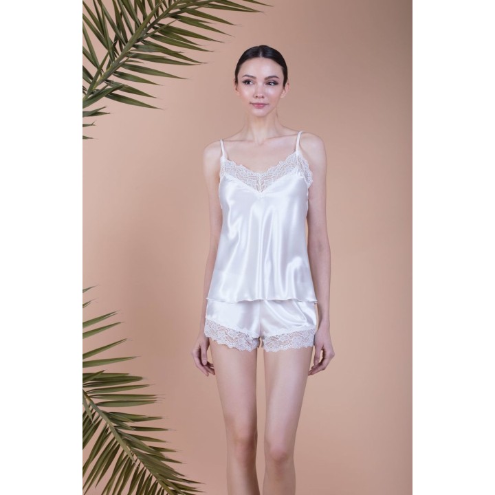 Νυφικό Σατέν Babydoll με Δαντέλα - Λευκό