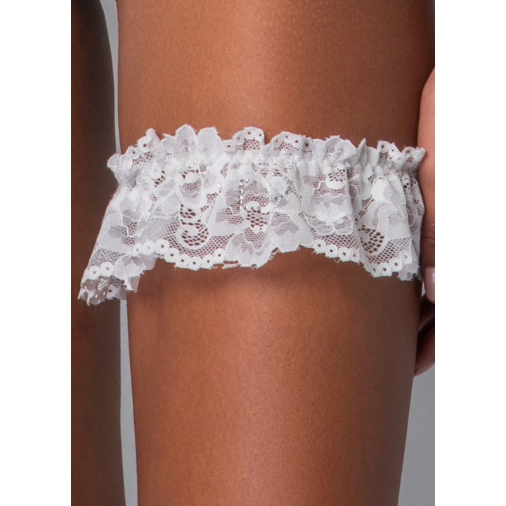 Νυφική Καλτσοδέτα Δαντέλα με Στάμπα "Ι Do"-Ιβουάρ