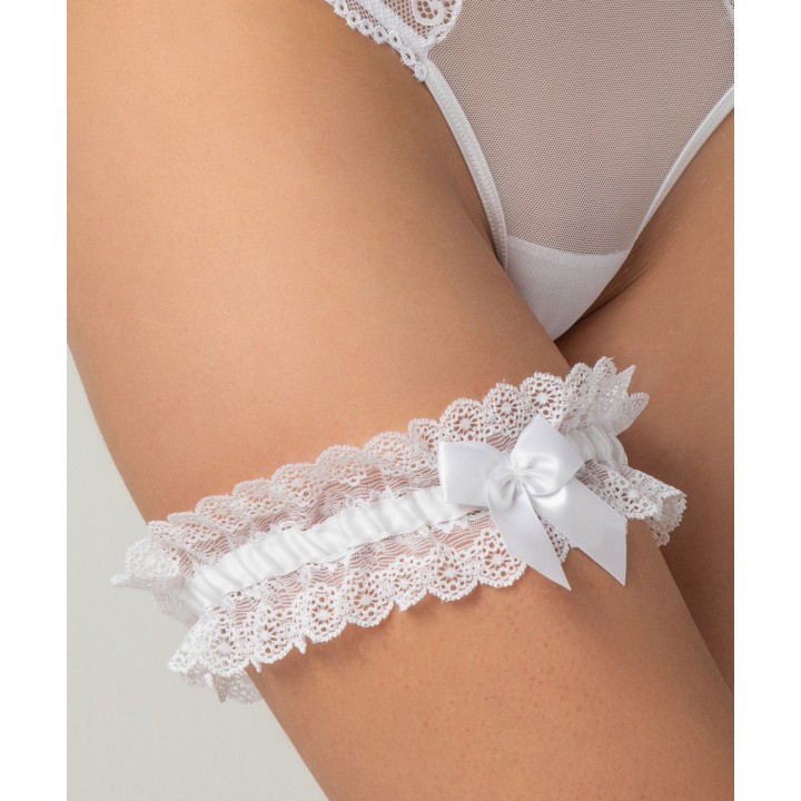 Νυφική Καλτσοδέτα Δαντέλα - Λευκό