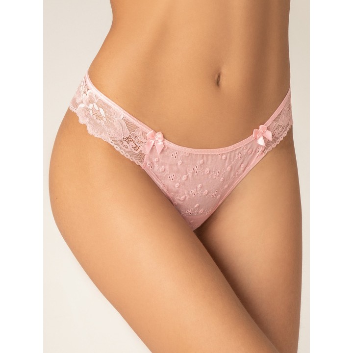 Βαμβακερό Brazilian Σλιπ με Δαντέλα – Ροζ