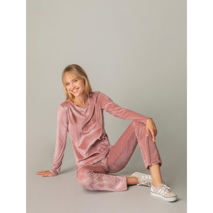 Φόρμα – Πυτζάμα Βελούδο – Ροζ