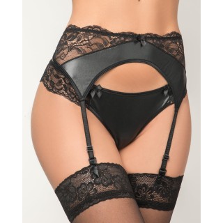 Ζαρτιέρα Δερματίνη & Δαντέλα - Μαύρο