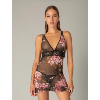 Sexy διάφναο Νυχτικό με String – Φλοράλ