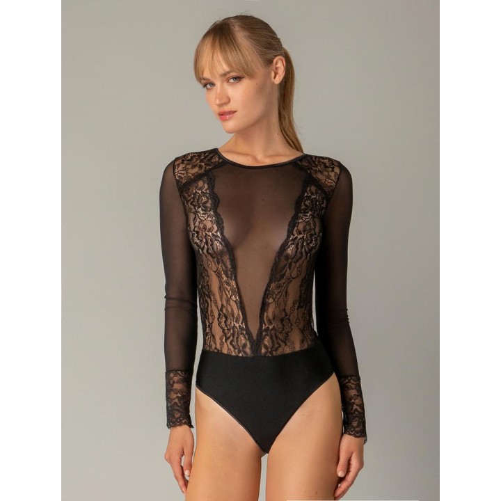 Κορμάκι Εξώρουχο με Δαντέλα - Μαύρο