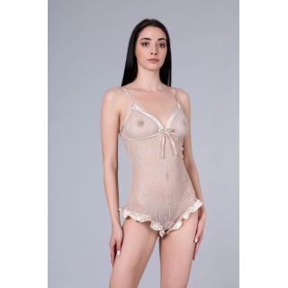 Διάφανο Κορμάκι Δαντέλα - Χρυσαφί