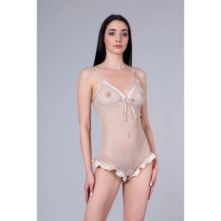 Διάφανο Κορμάκι Δαντέλα - Χρυσαφί