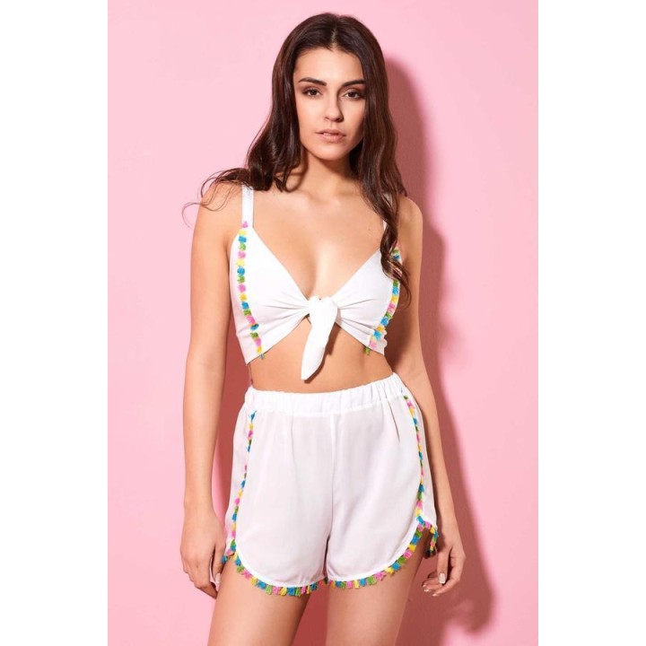 Crop Top Βουάλ - Λευκό